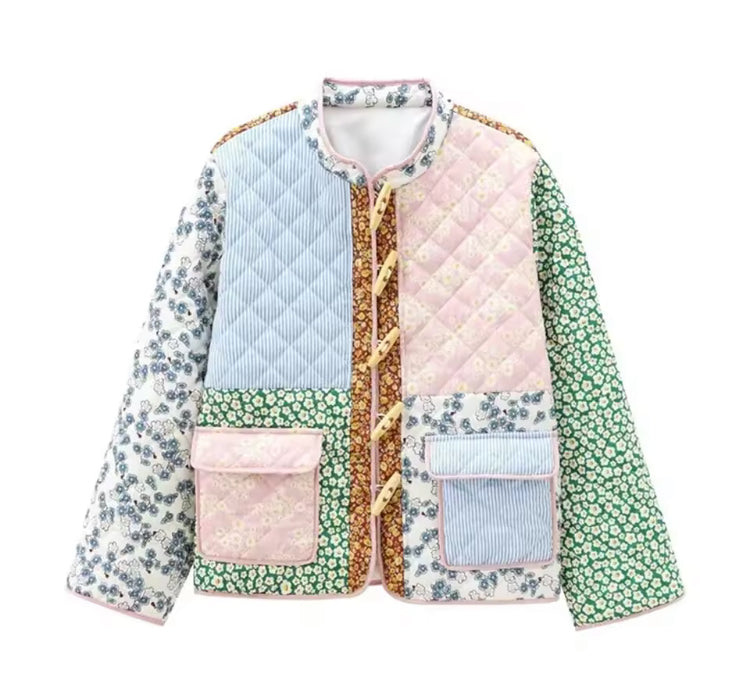 Patchwork Jacket with Pockets for Autumn & Spring