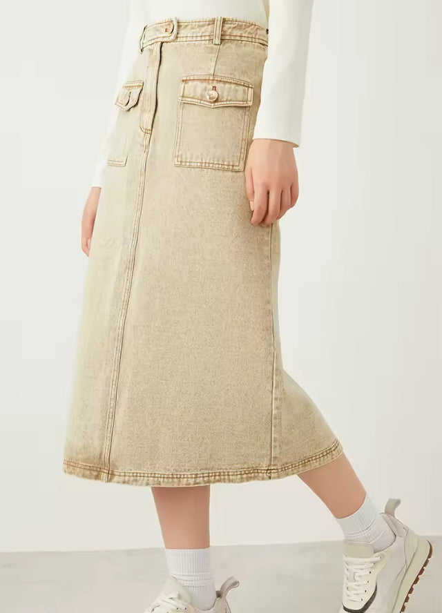 Luxury women’s cotton denim jean long skirt- Josh’s