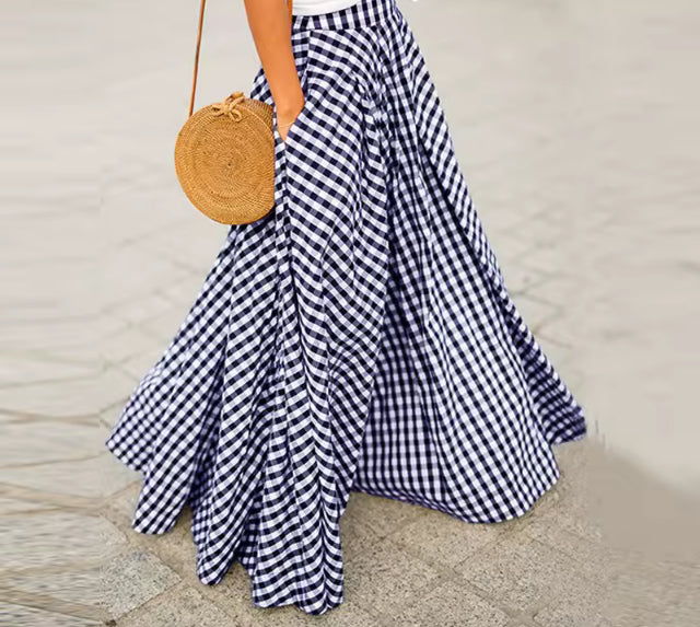 Checkered long high waisted picnic- Song of Songs