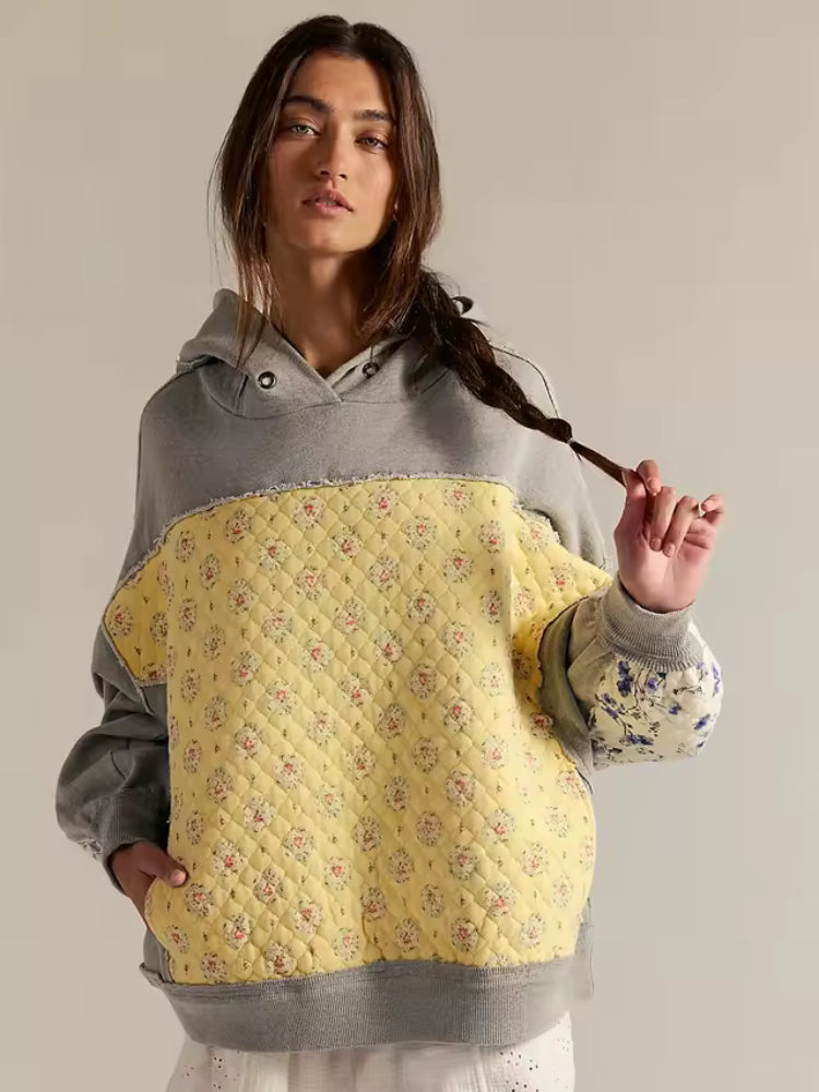 Quilted Patchwork hoodie- Euodia