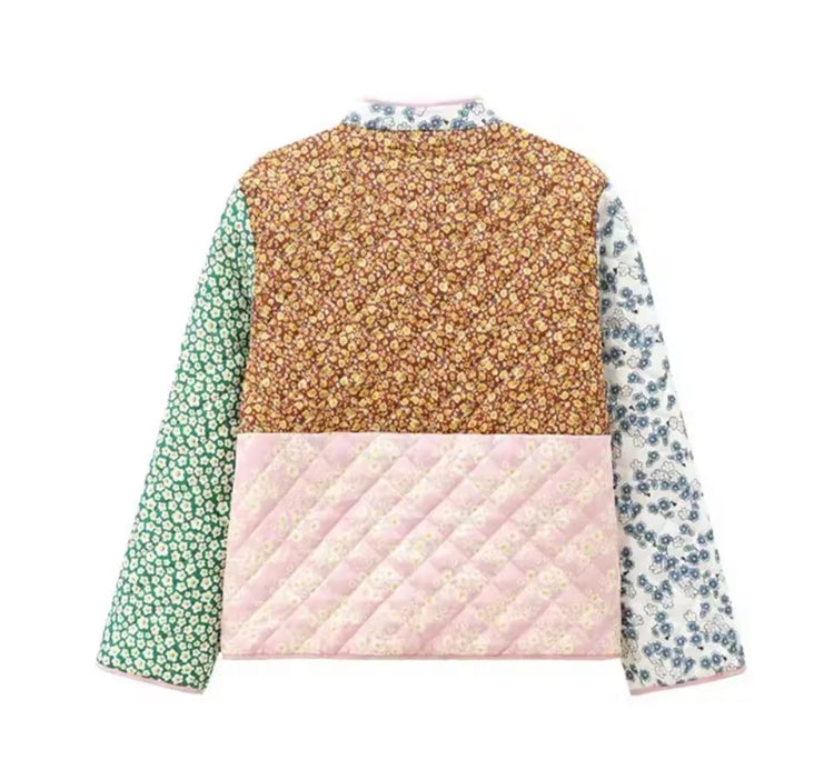 Patchwork Jacket with Pockets for Autumn & Spring