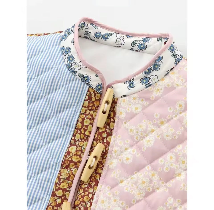 Patchwork Jacket with Pockets for Autumn & Spring