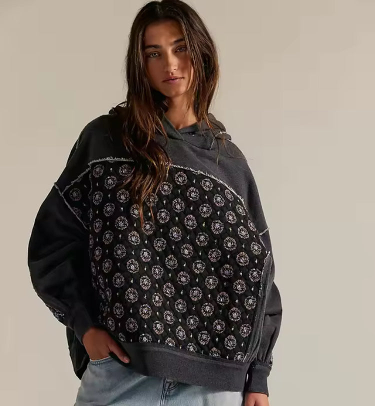 Quilted Patchwork hoodie- Euodia