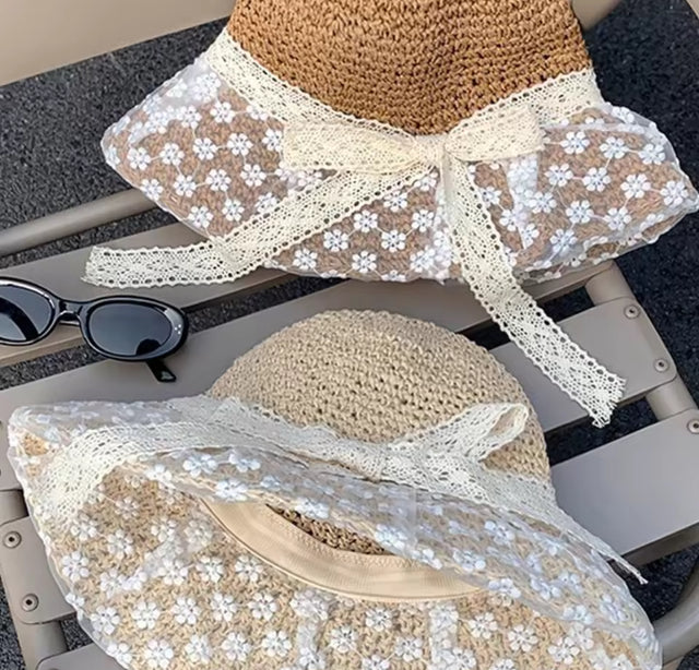 Milcah lace bucket hat bowtie