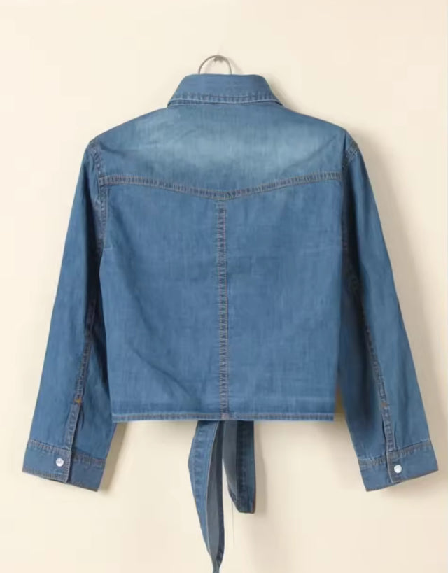 Tie up denim shacket- Philippians