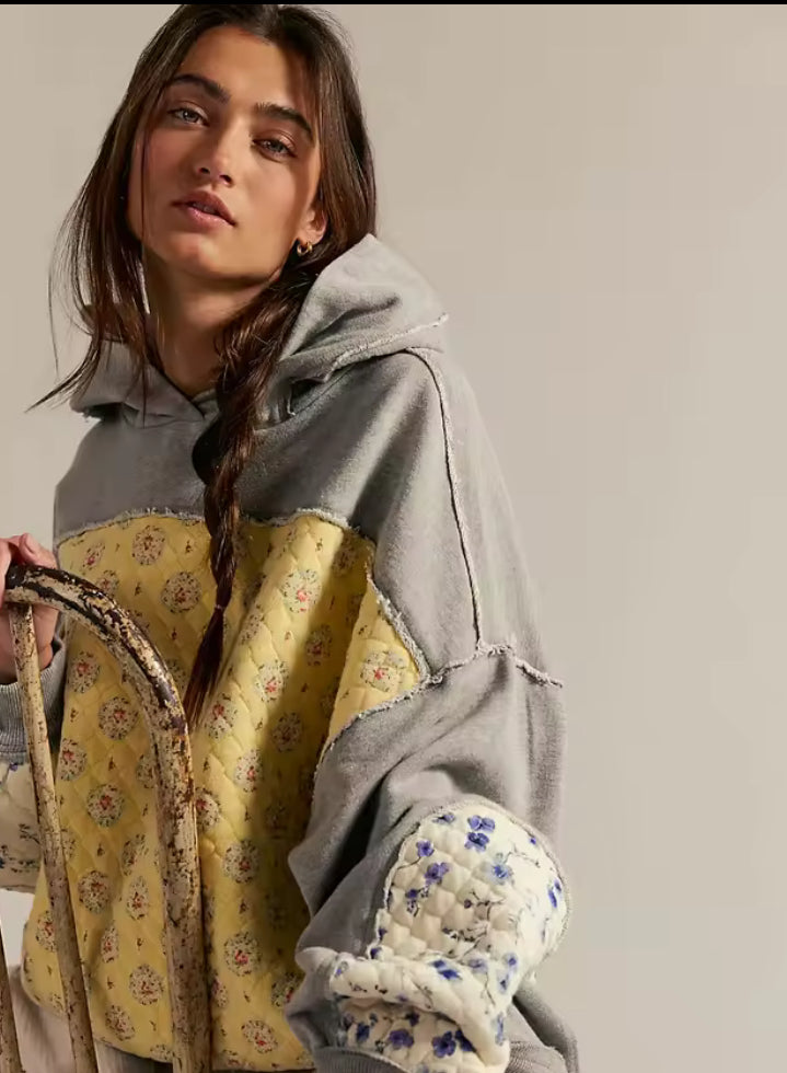 Quilted Patchwork hoodie- Euodia