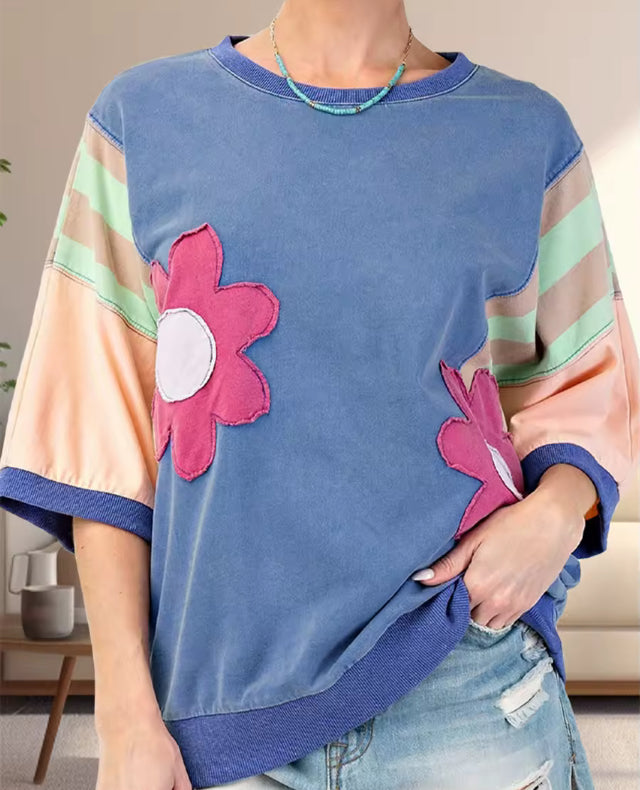 Women’s crew neck flower top (flowers clothed)