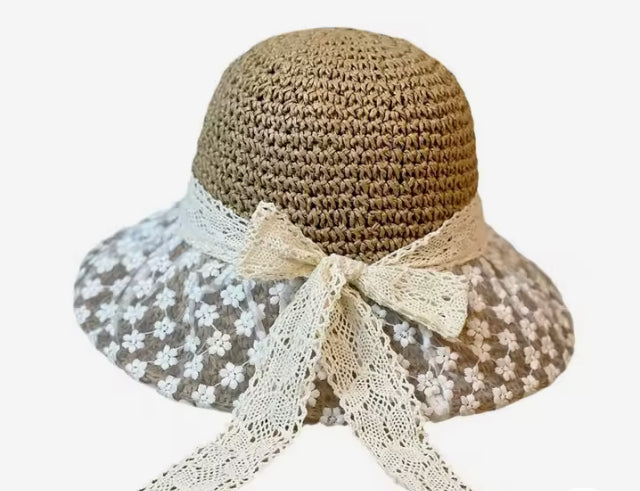 Milcah lace bucket hat bowtie