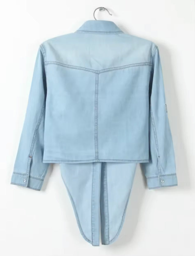 Tie up denim shacket- Philippians