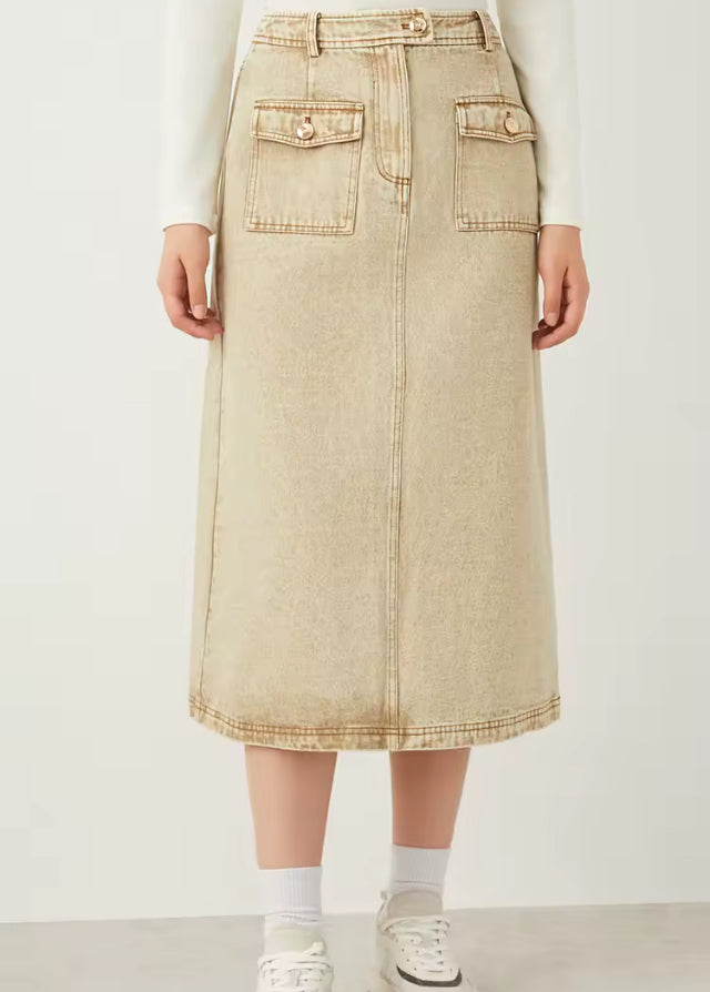 Luxury women’s cotton denim jean long skirt- Josh’s