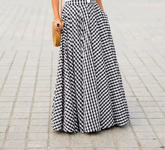 Checkered long high waisted picnic- Song of Songs