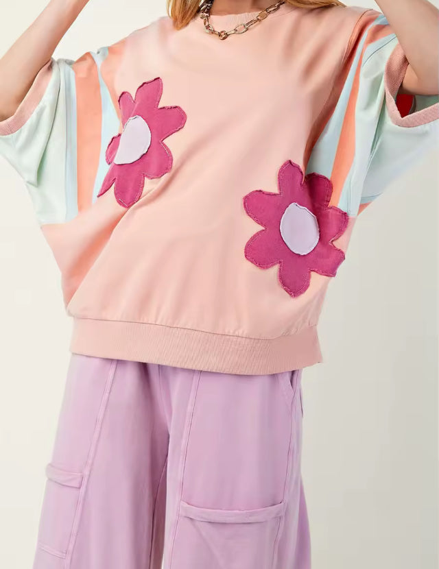 Women’s crew neck flower top (flowers clothed)