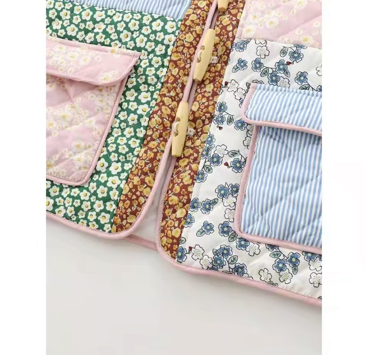 Patchwork Jacket with Pockets for Autumn & Spring