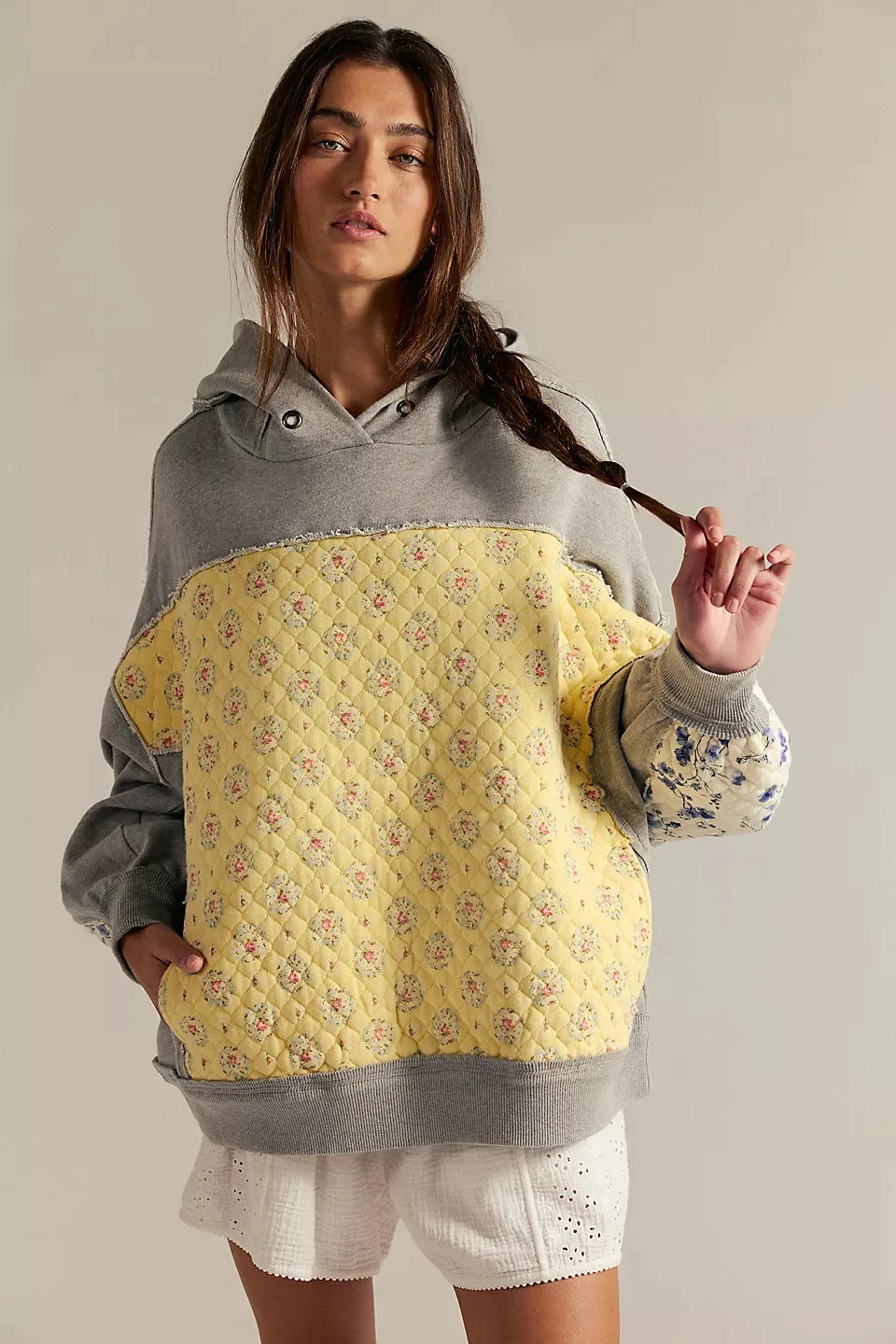 Quilted Patchwork Hoodie- Euodia