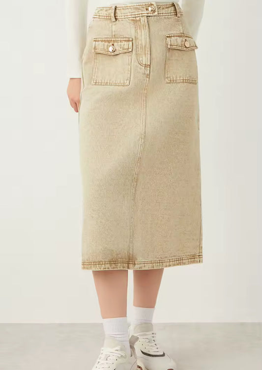 Luxury women’s cotton denim jean long skirt- Josh’s
