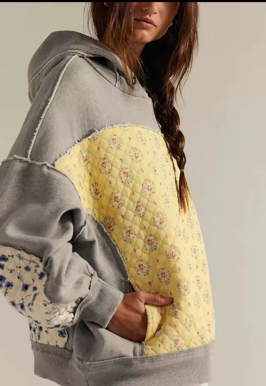 Quilted Patchwork hoodie- Euodia