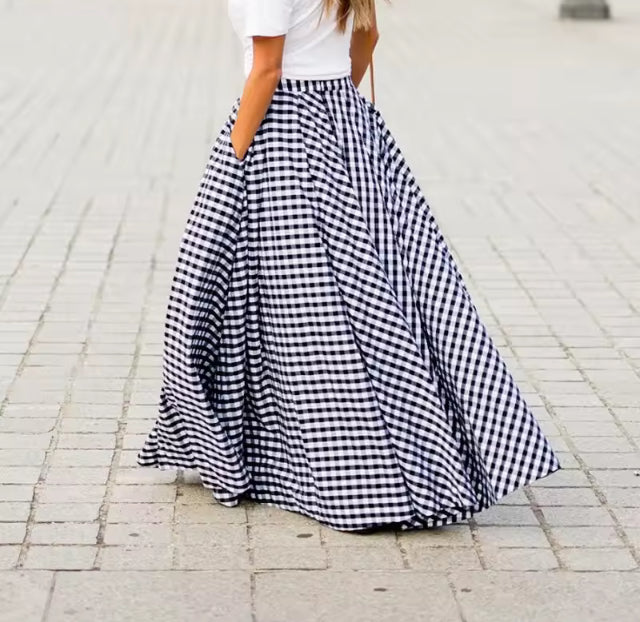 Checkered long high waisted picnic- Song of Songs