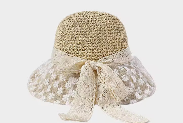 Milcah lace bucket hat bowtie