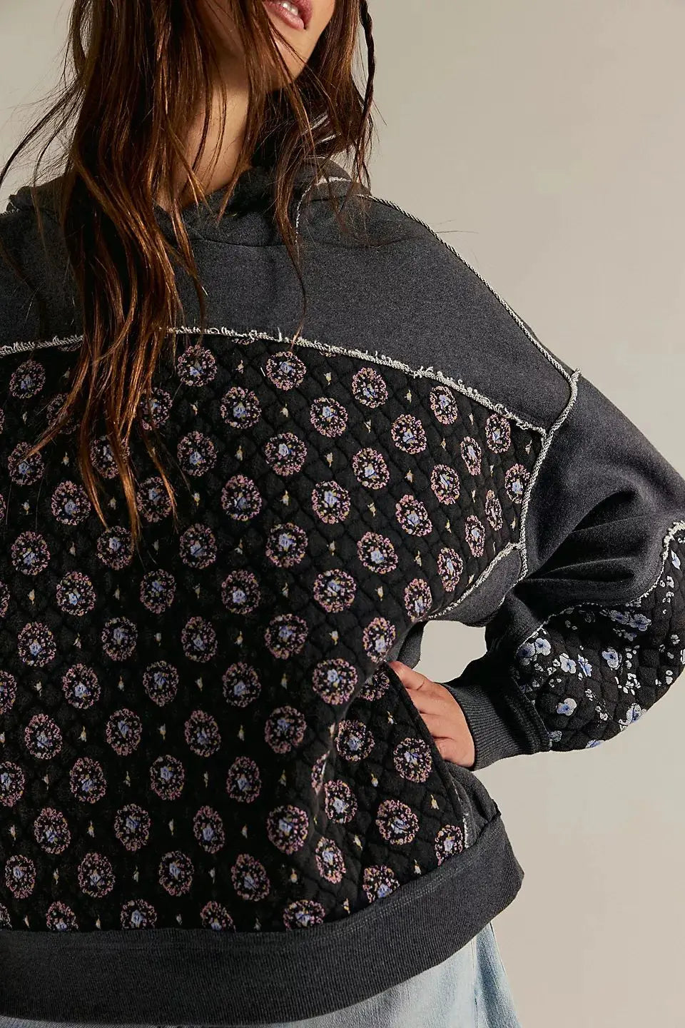 Quilted Patchwork Hoodie- Euodia