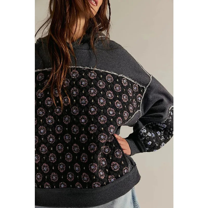 Quilted Patchwork Hoodie- Euodia