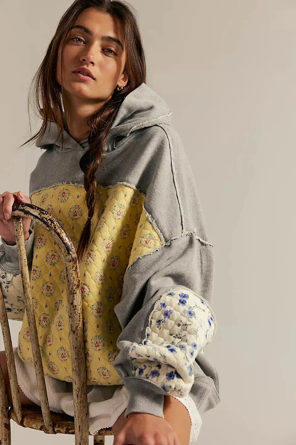 Quilted Patchwork Hoodie- Euodia