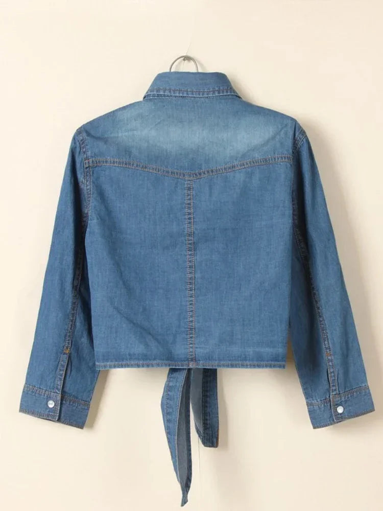 Tie up denim coverup top- the heaven and earth