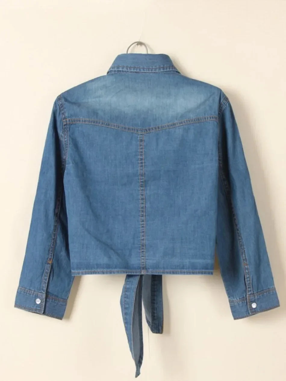 Tie up denim coverup top- the heaven and earth