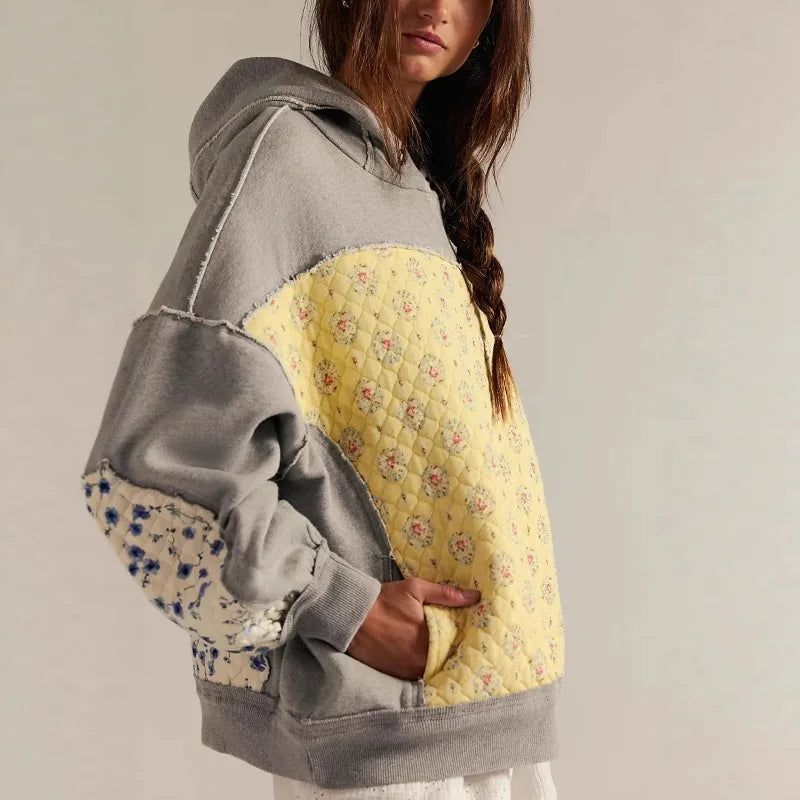 Quilted Patchwork Hoodie- Euodia