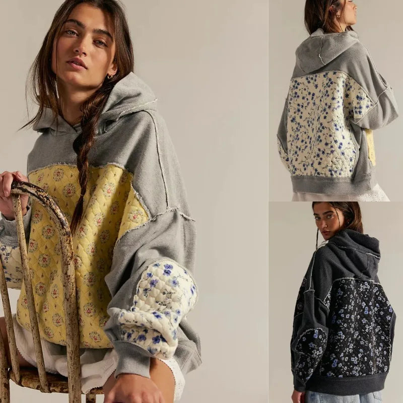 Quilted Patchwork Hoodie- Euodia